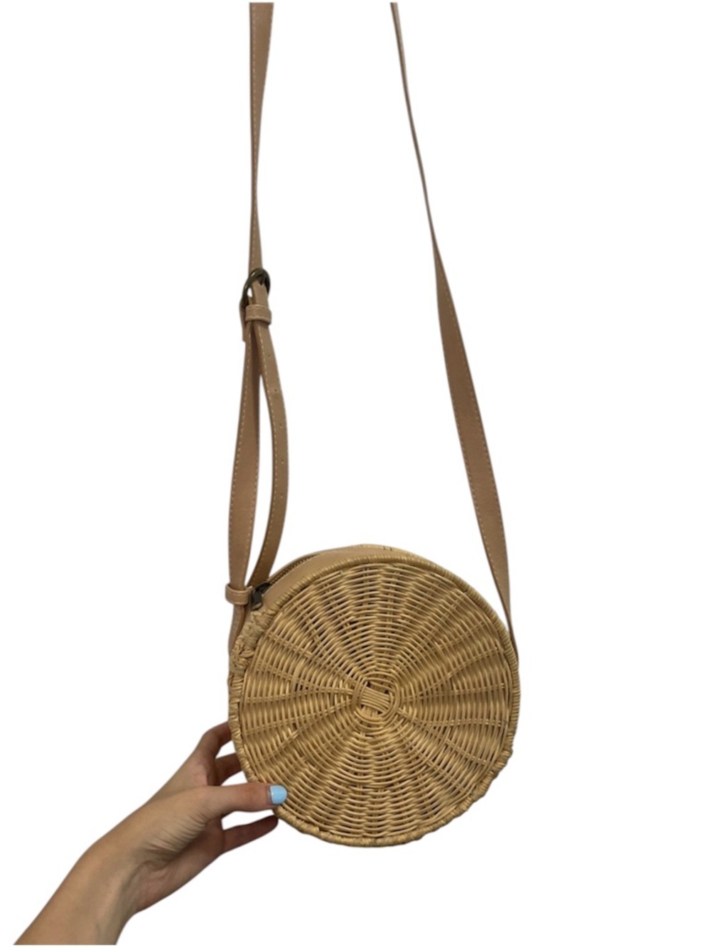 Universal Thread Rattan Bag Woven Round Crossbody Bag - Tan